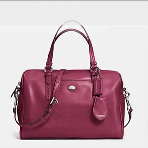 Coach Peyton Merlot Leather Nancy Satchel/Crossbody Purse E1492-F31403
